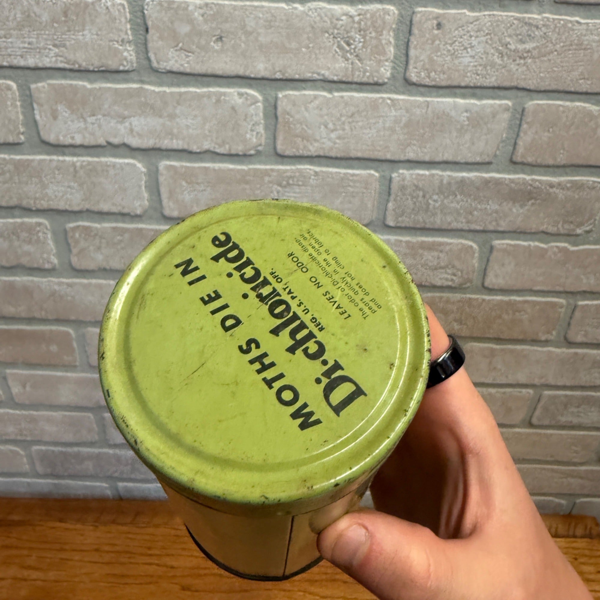Vintage  Di Chloricide Moth Killer Merck Tin Can Advertising