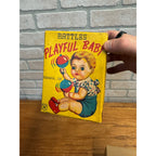 Pair Vtg 1960 Mechanical Wind Up Tin Doll Playful & Crawling Baby Toyland Toy Works