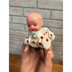 Pair Vtg 1960 Mechanical Wind Up Tin Doll Playful & Crawling Baby Toyland Toy Works