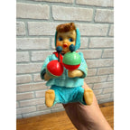 Pair Vtg 1960 Mechanical Wind Up Tin Doll Playful & Crawling Baby Toyland Toy Works