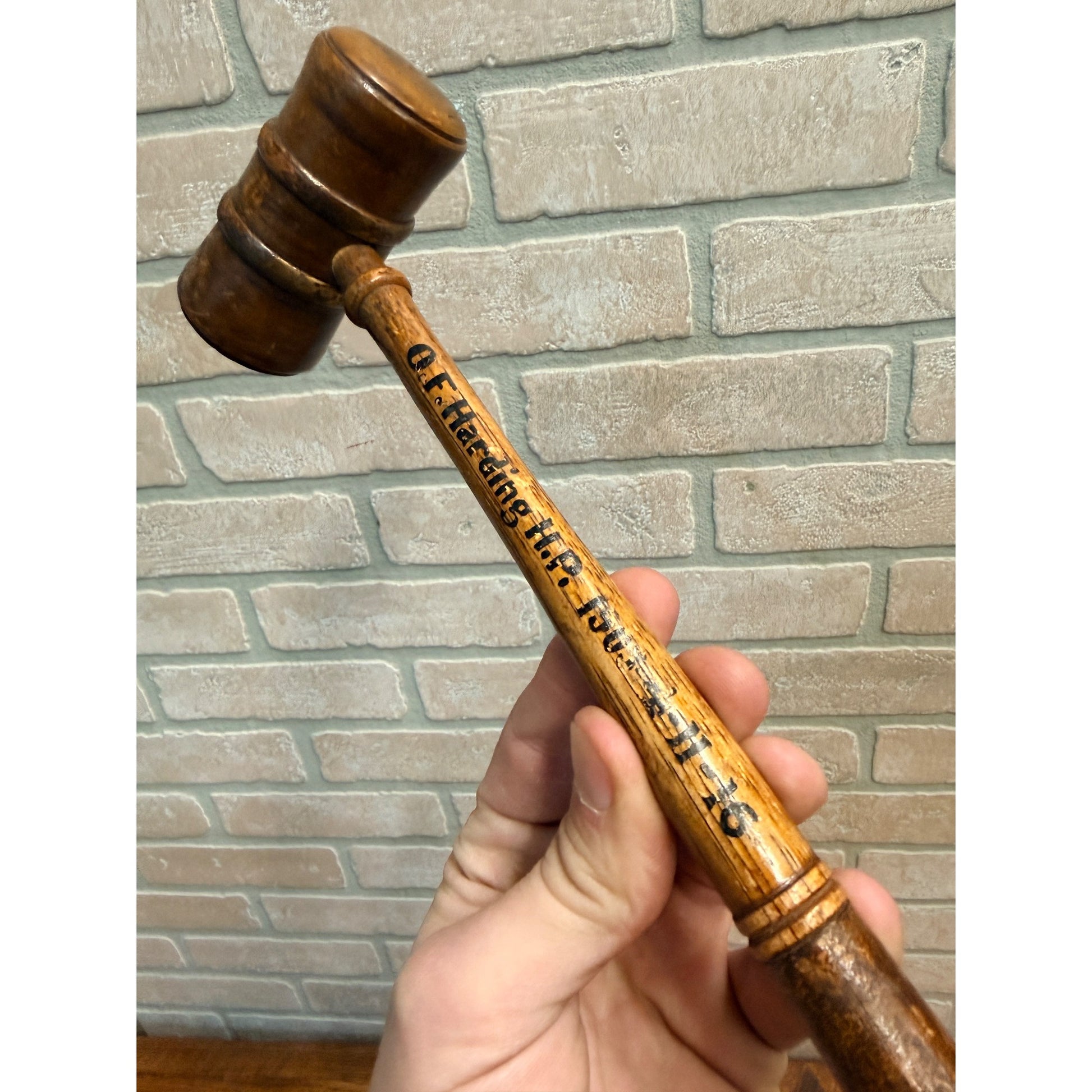 Vintage O.F. Harding  HP Judge Gavel Mallet 1903 Advertising