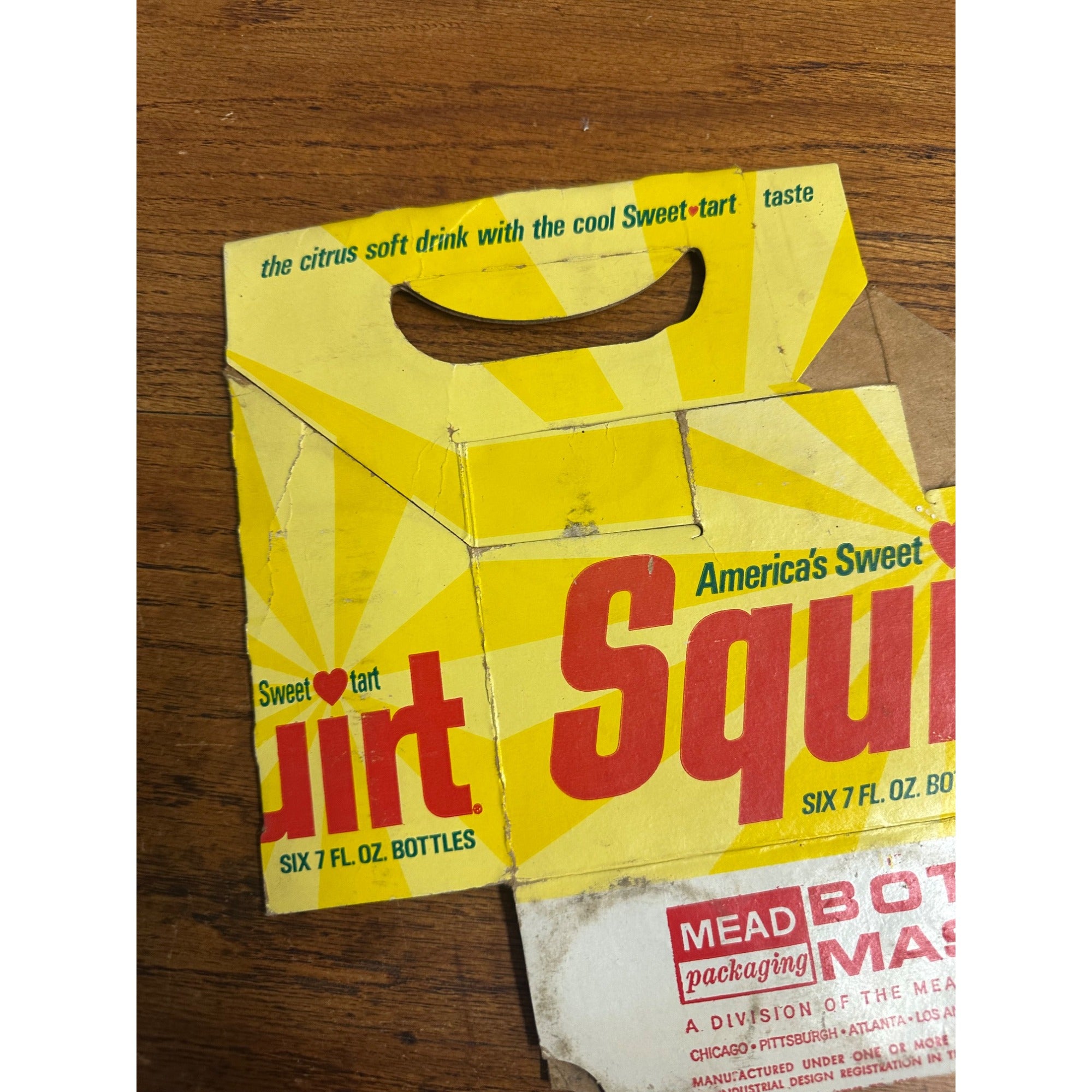 Squirt Soda Sweetart Cardboard Carrier Six Pack Carton Bottle 6-Pack Case Vintage