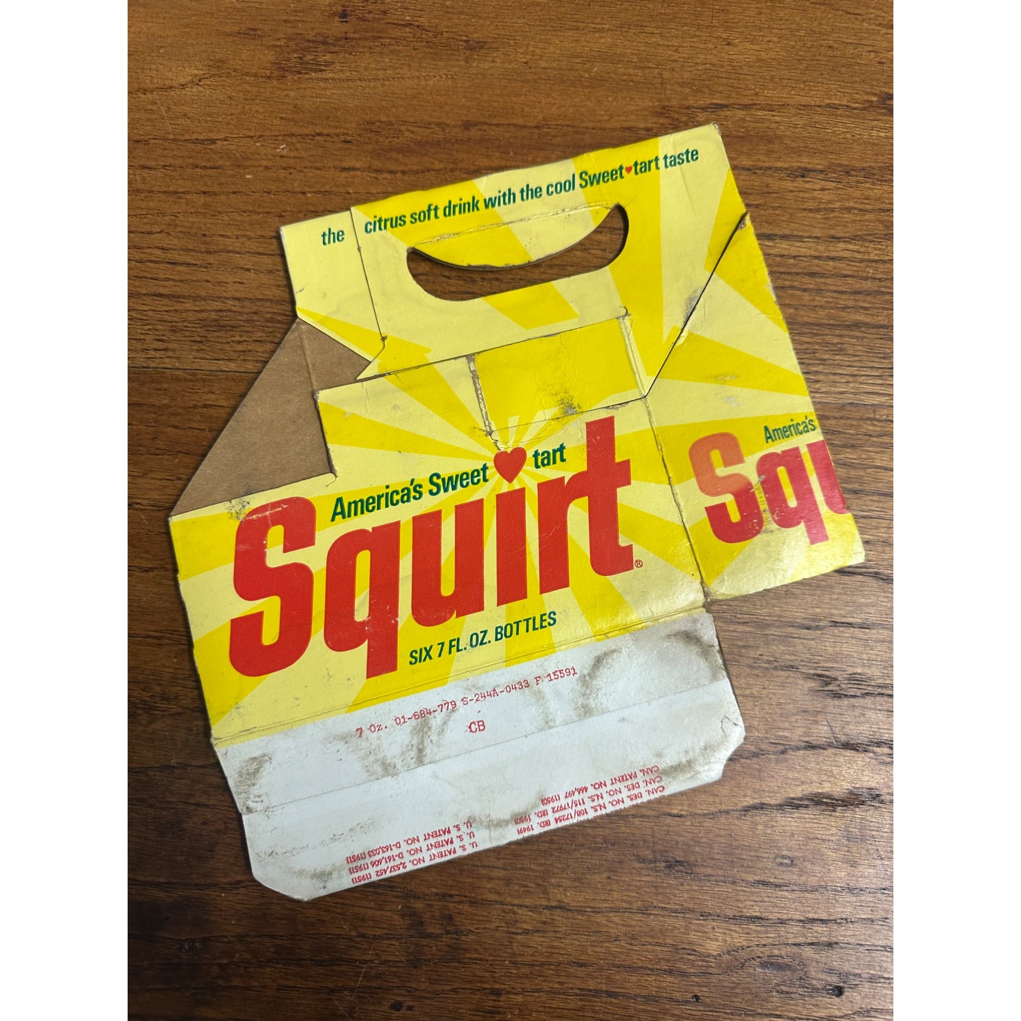 Squirt Soda Sweetart Cardboard Carrier Six Pack Carton Bottle 6-Pack Case Vintage