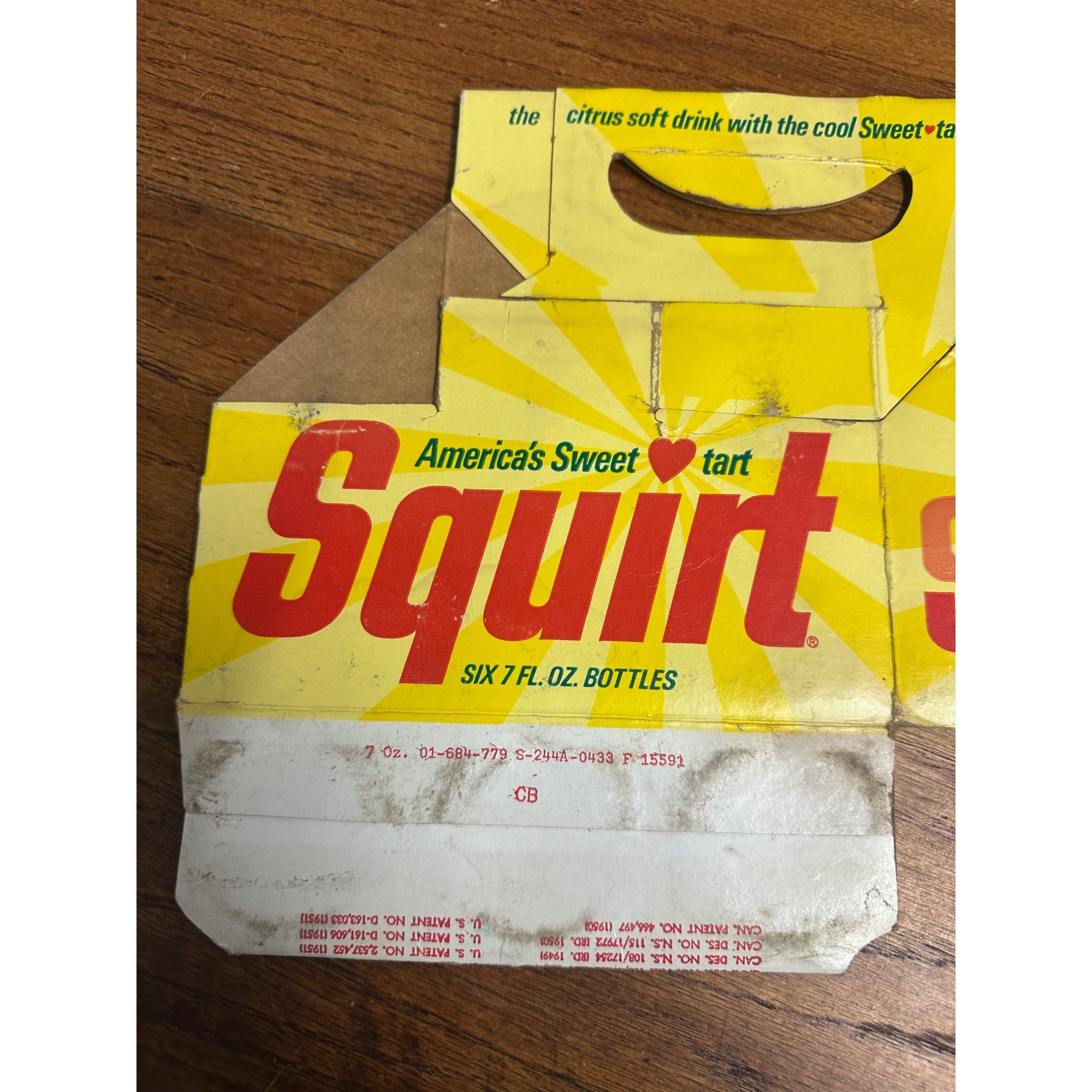 Squirt Soda Sweetart Cardboard Carrier Six Pack Carton Bottle 6-Pack Case Vintage