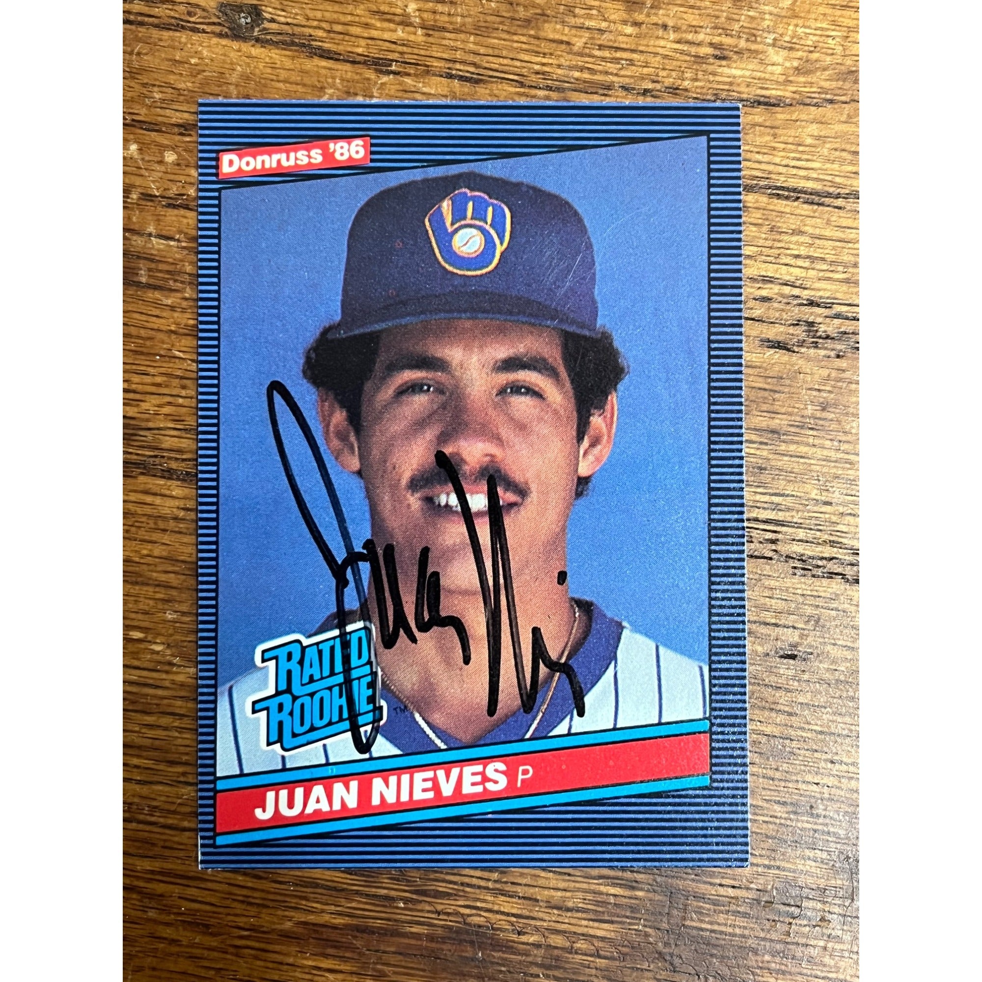 Juan Nieves Rookie Brewers Signed Autographed Donruss 1986 Baseball Card