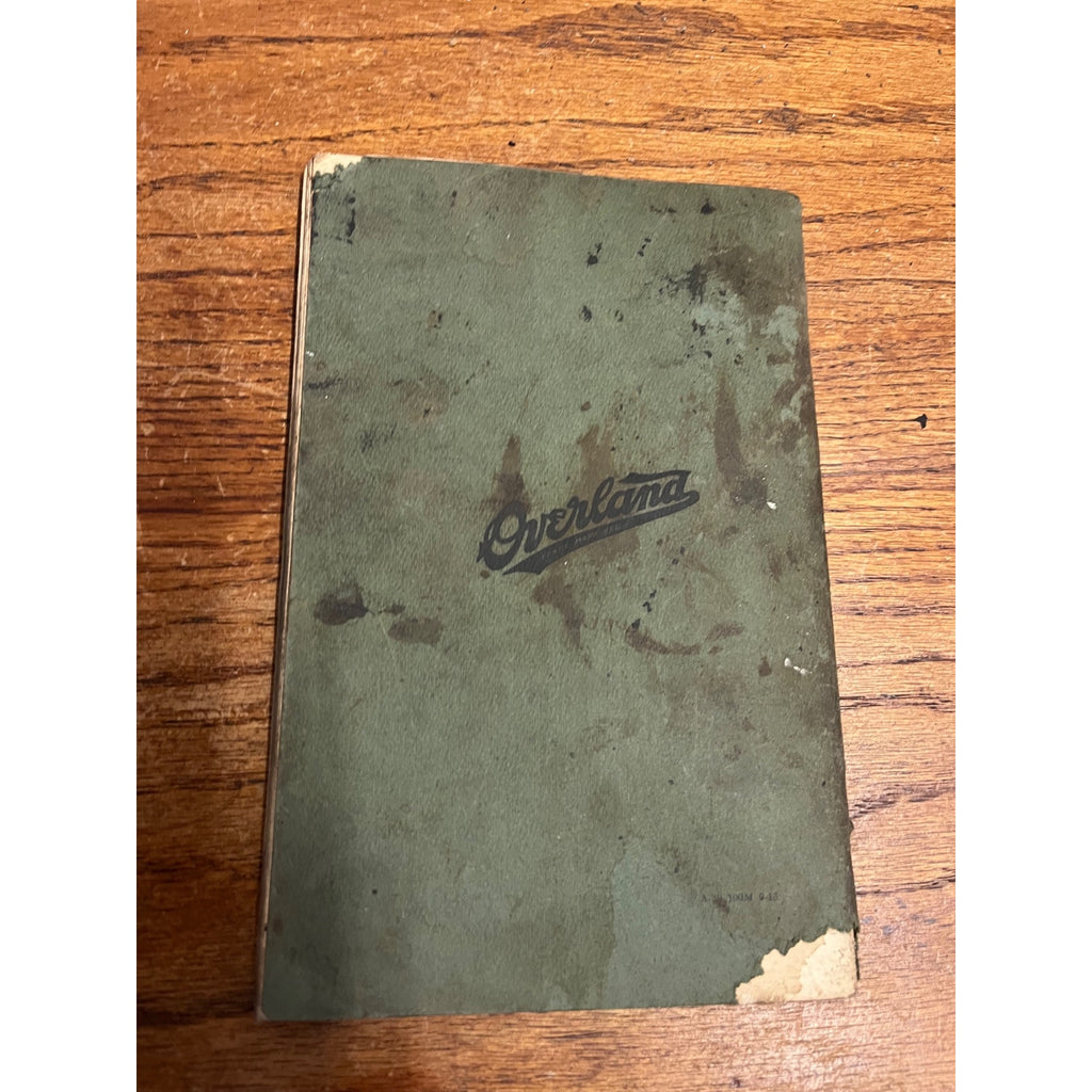 Vintage Paperback Manual Directions for the Operation, Care and Adjustment of the Overland Model 75 Automobile 1915
