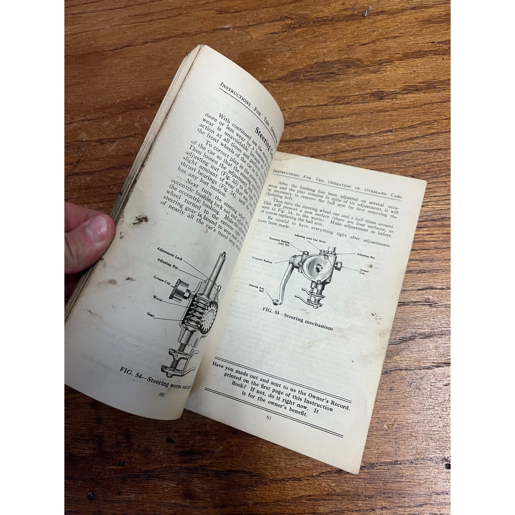 Vintage Paperback Manual Directions for the Operation, Care and Adjustment of the Overland Model 75 Automobile 1915