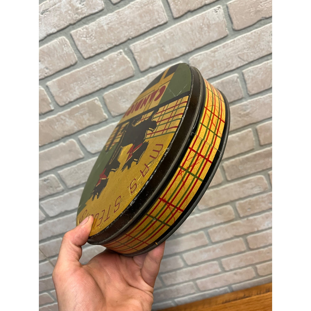 Vintage 1930s Mrs Steven's Candy Art Deco Container Tin Advertising Litho Terriers