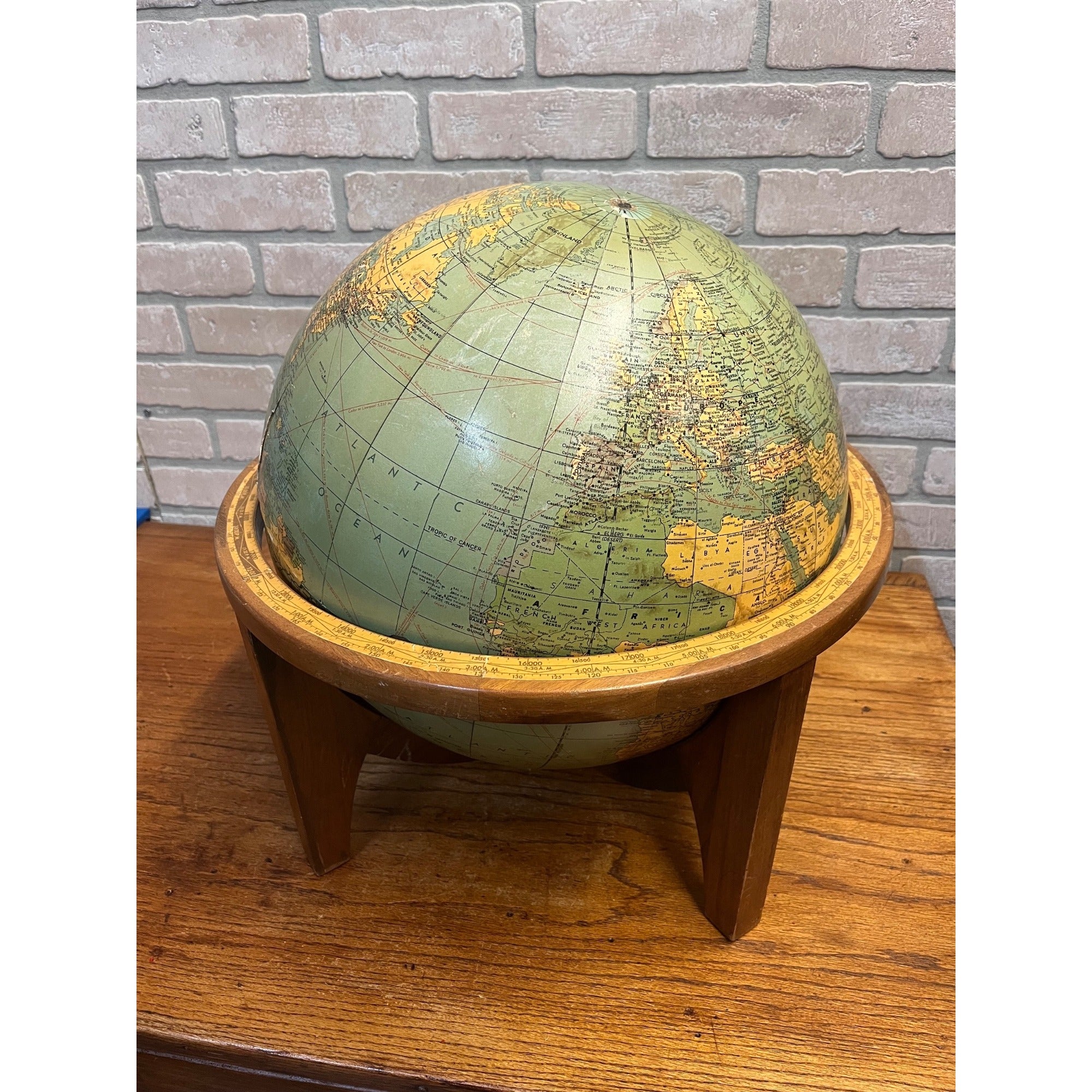 Antique Weber Costello 16 Inch Internationalist / Political Globe W/ Stand 1950s