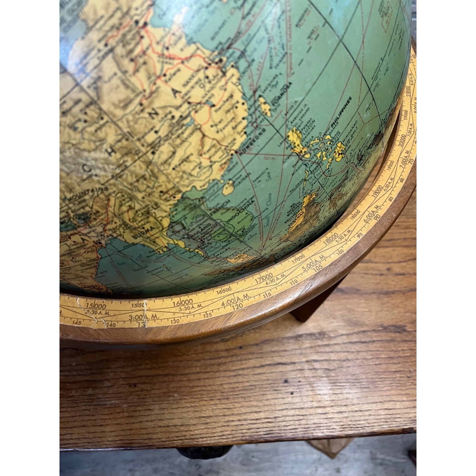 Antique Weber Costello 16 Inch Internationalist / Political Globe W/ Stand 1950s