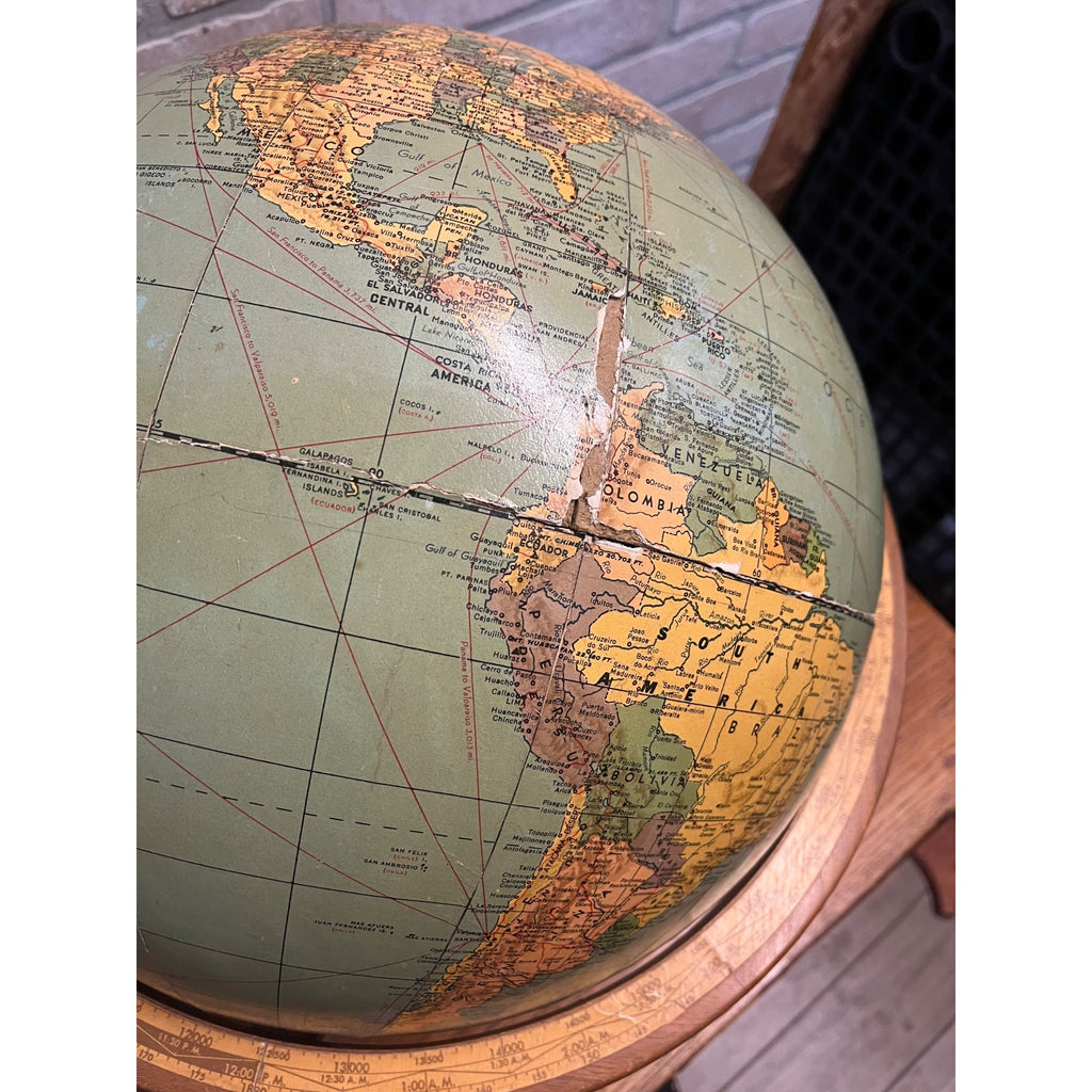 Antique Weber Costello 16 Inch Internationalist / Political Globe W/ Stand 1950s
