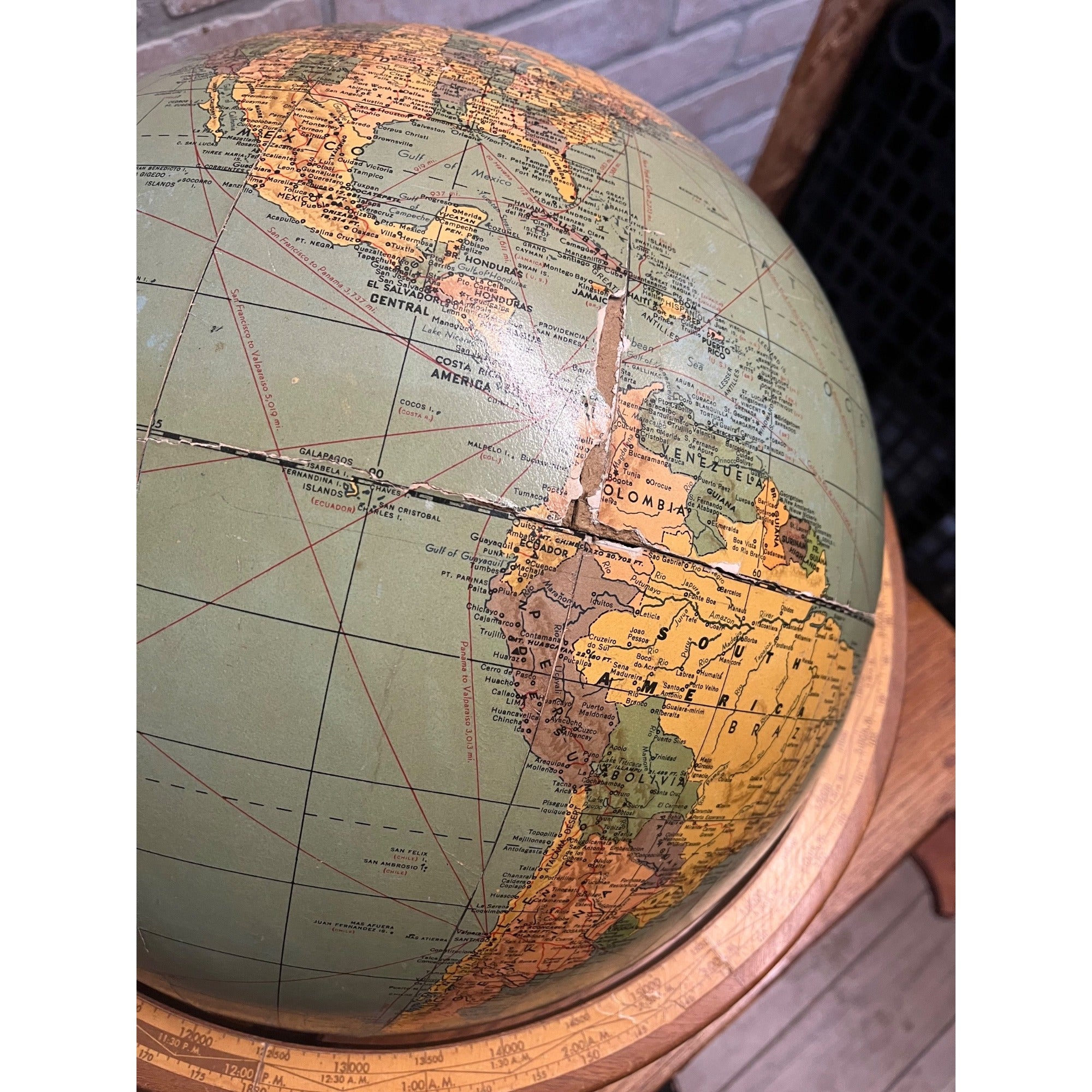 Antique Weber Costello 16 Inch Internationalist / Political Globe W/ Stand 1950s