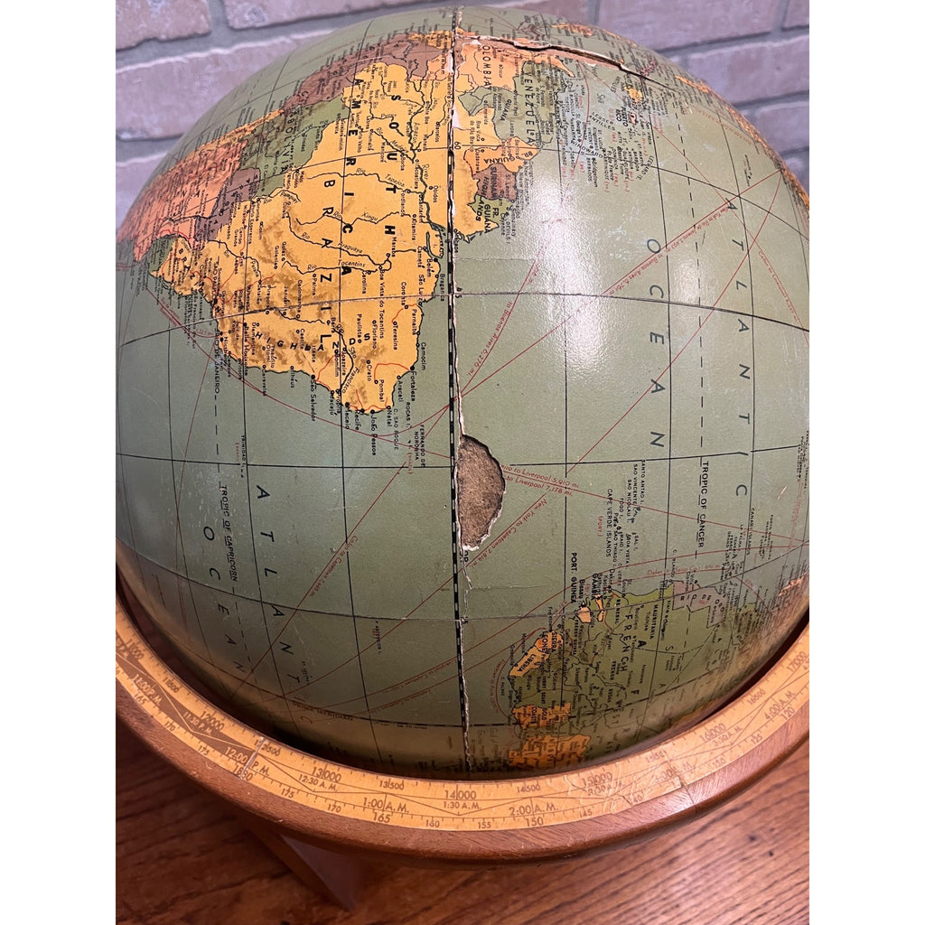 Antique Weber Costello 16 Inch Internationalist / Political Globe W/ Stand 1950s