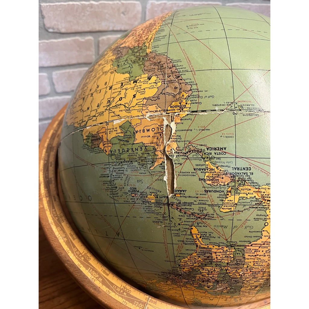 Antique Weber Costello 16 Inch Internationalist / Political Globe W/ Stand 1950s