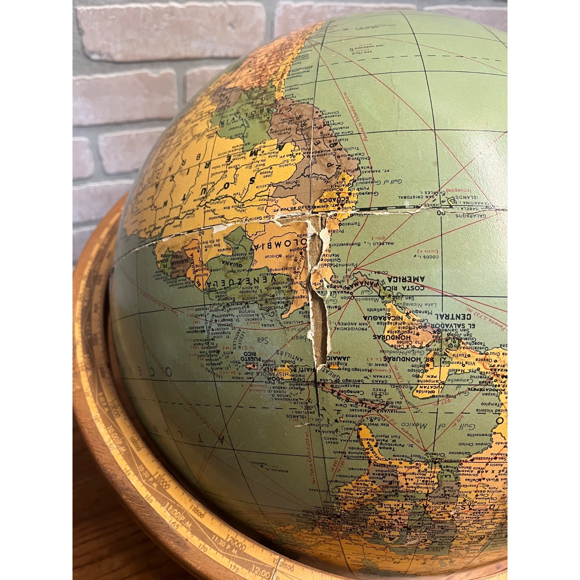 Antique Weber Costello 16 Inch Internationalist / Political Globe W/ Stand 1950s