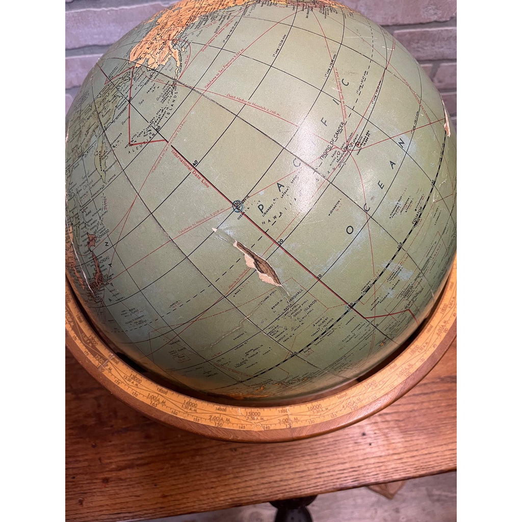 Antique Weber Costello 16 Inch Internationalist / Political Globe W/ Stand 1950s
