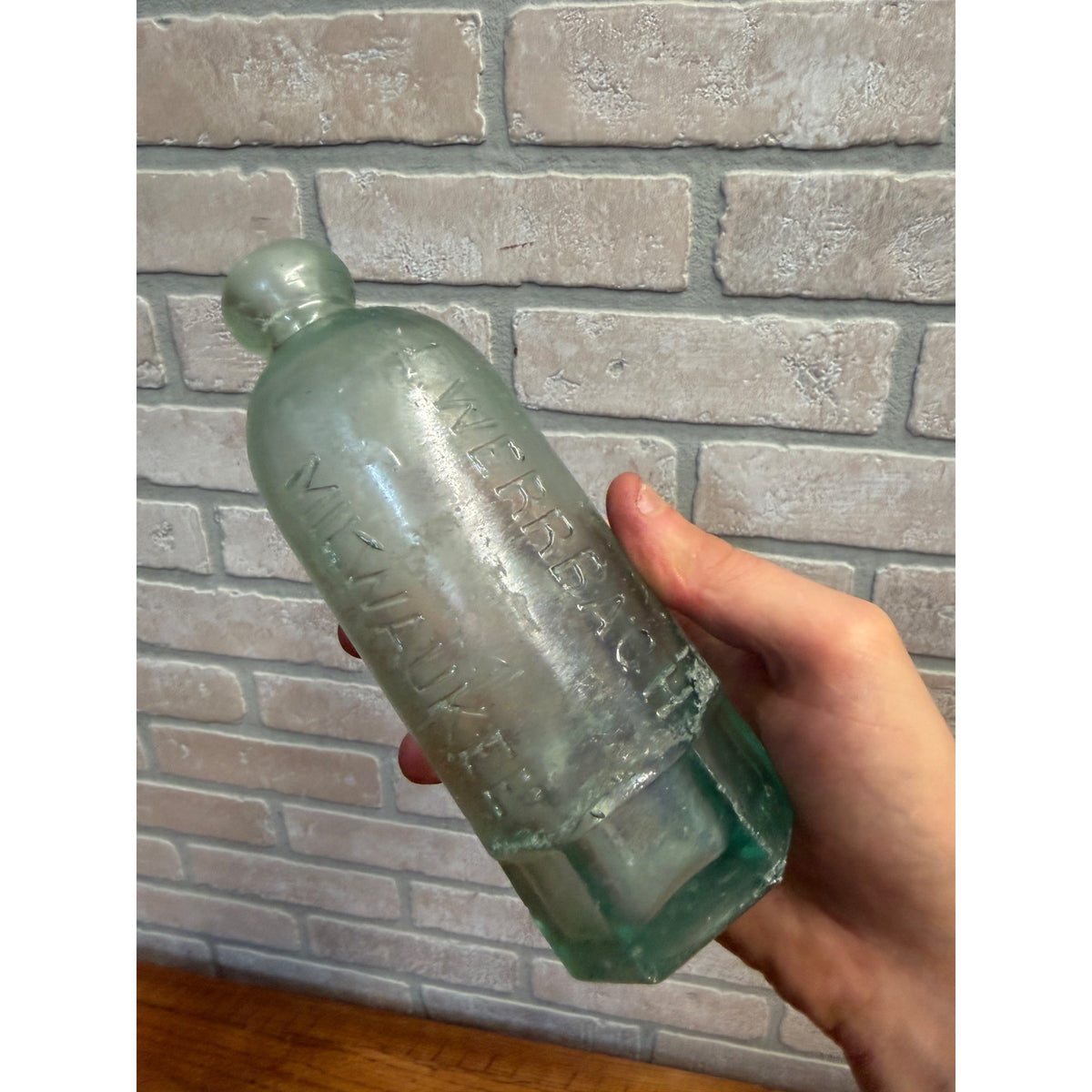 Antique 1890s Hutchinson Soda bottle L. WERRBACH Milwaukee WI
