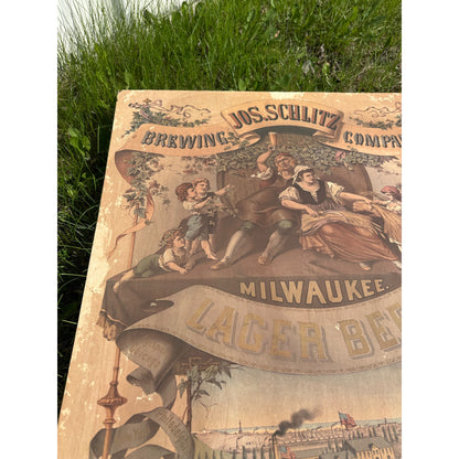 Early Pre-Pro Style Jos. Schlitz Lager Beer Litho Sign Poster Milwaukee WI 1970s