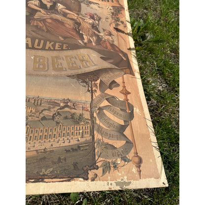 Early Pre-Pro Style Jos. Schlitz Lager Beer Litho Sign Poster Milwaukee WI 1970s