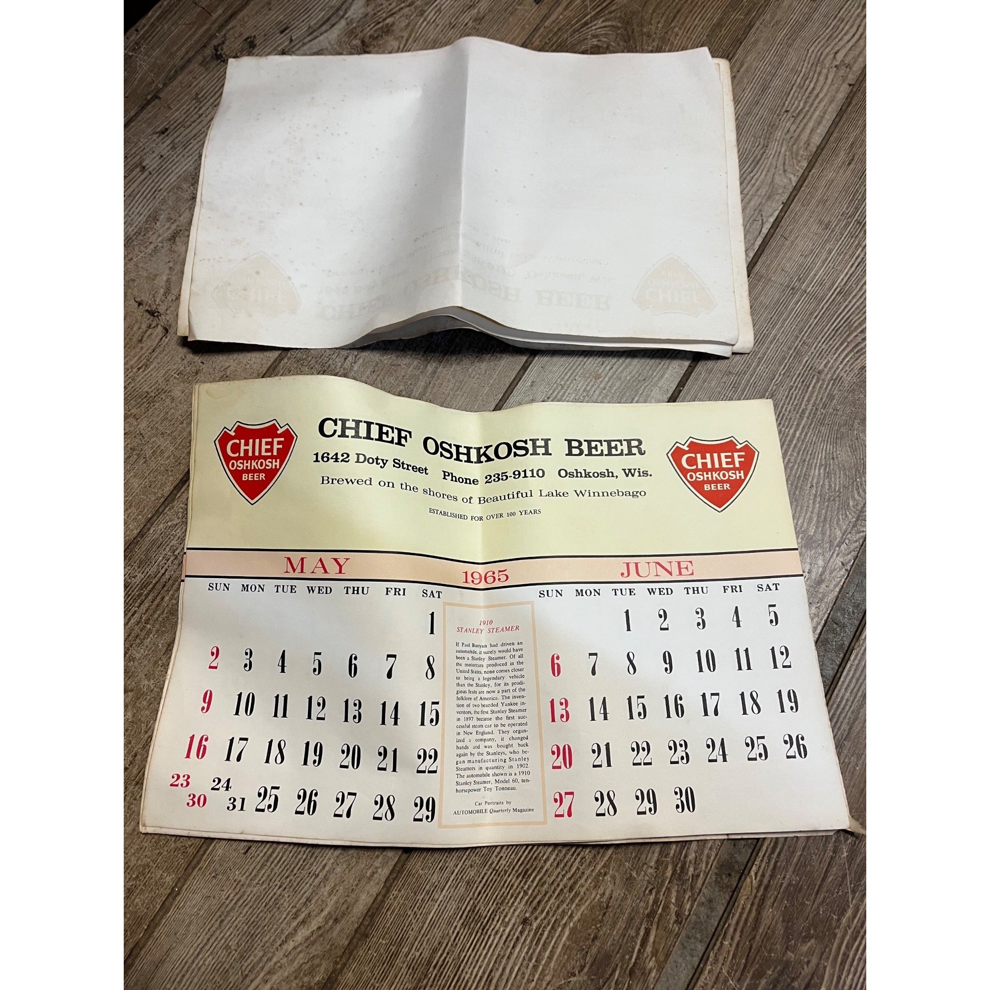 Vintage 1965-66 Chief Oshkosh Beer Advertising Calendar Pad - As-Is