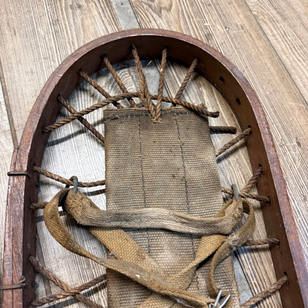 Pair Antique Primitive Wooden Frame Rope Binding Snowshoes Cabin Decor