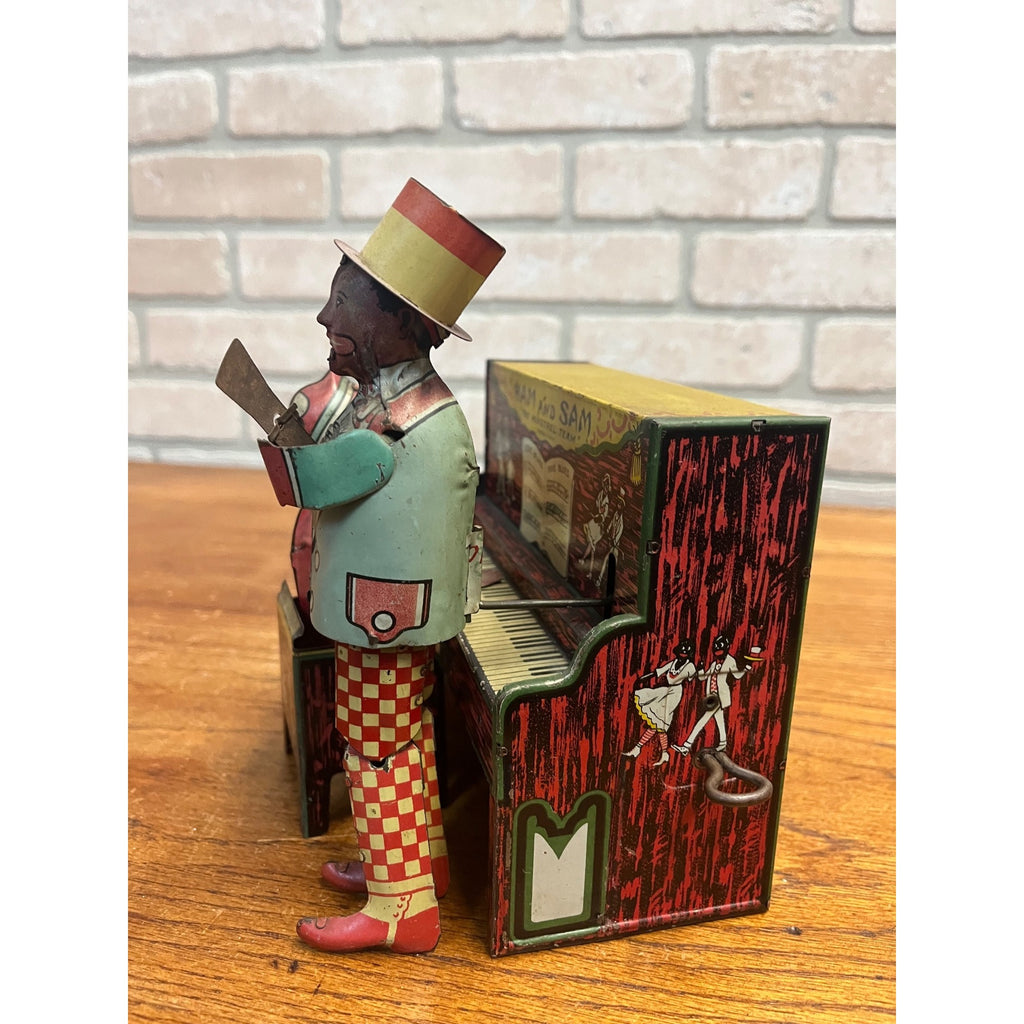 Vintage Ferdinand Strauss Ham and Sam, the Minstrel Team Tin Litho Wind-Up Toy