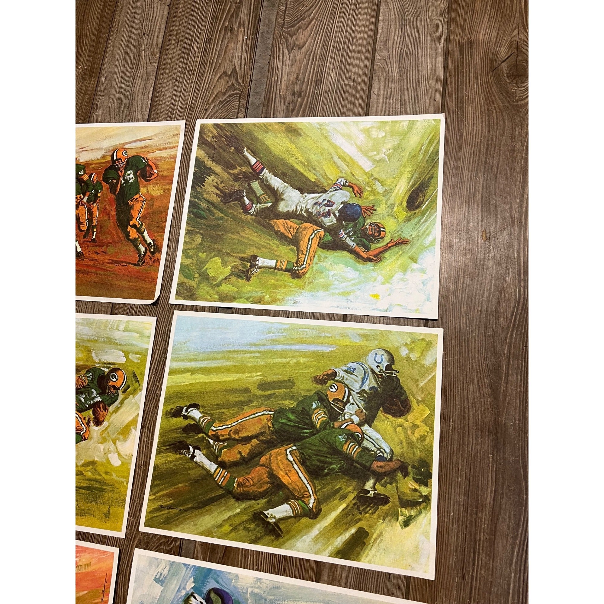 Complete Set 8 Vintage 1966 Green Bay Packers in Action Mobil Prints No Envelope