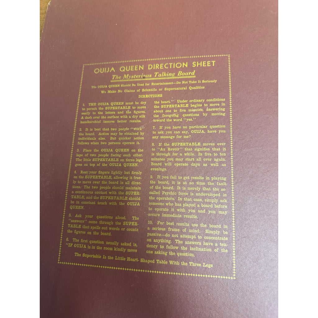 Vintage 1940s Queen Ouija Board + Box & Planchette Occult Witchcraft Spirits