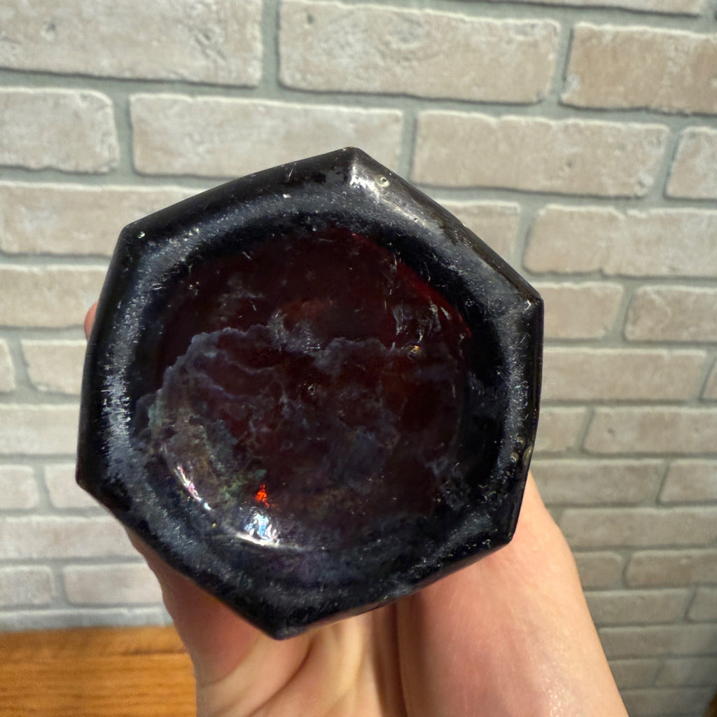 John Graf c1880s Milwaukee Wis Amber Brown Soda Bottle Blob Top Octagon Base