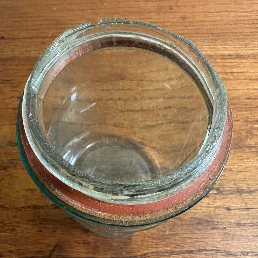 BALL SCRIPT UNDERLINED MASON'S PATENT 1858 Aqua Pint Fruit Jar + Zinc Lid 1895-96