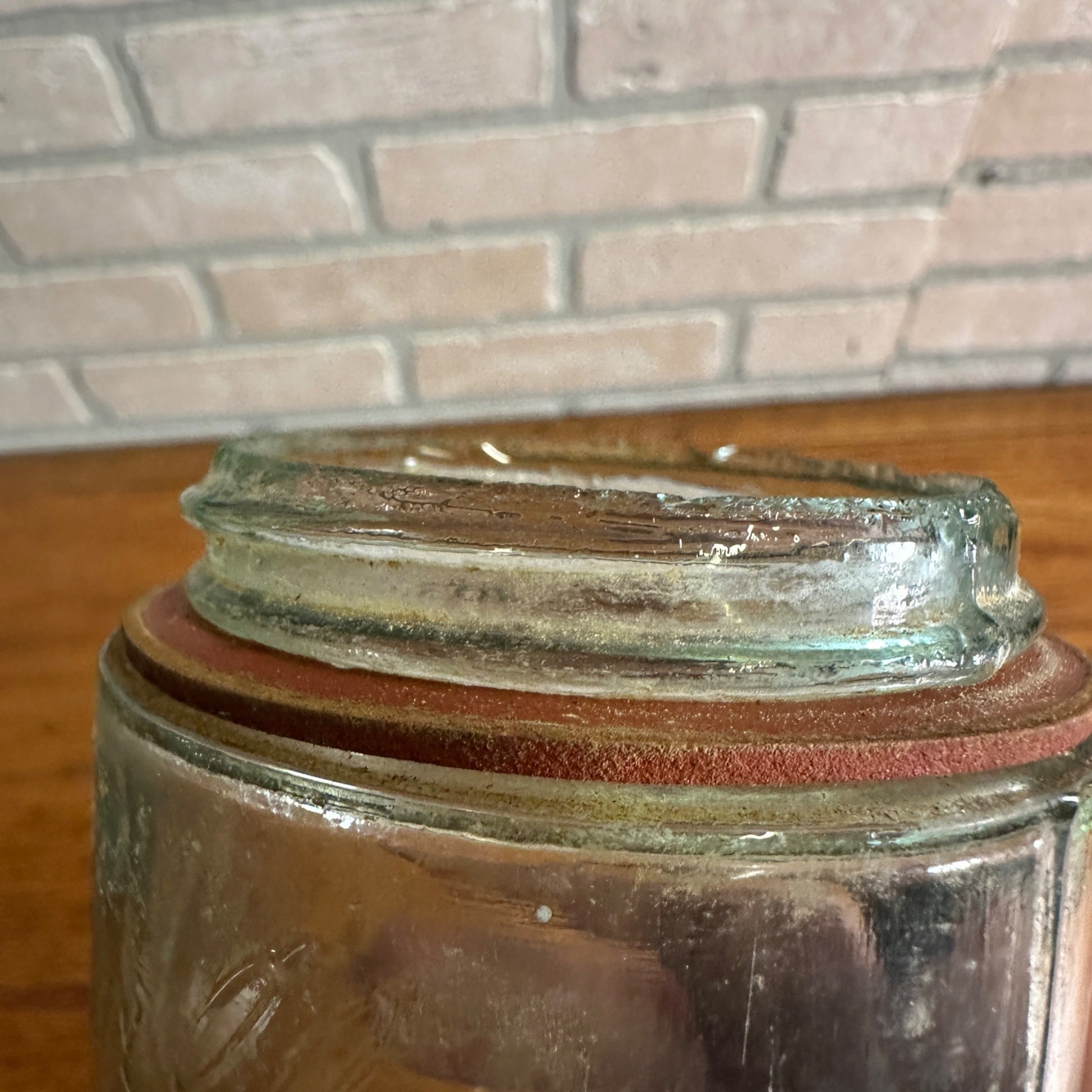 BALL SCRIPT UNDERLINED MASON'S PATENT 1858 Aqua Pint Fruit Jar + Zinc Lid 1895-96