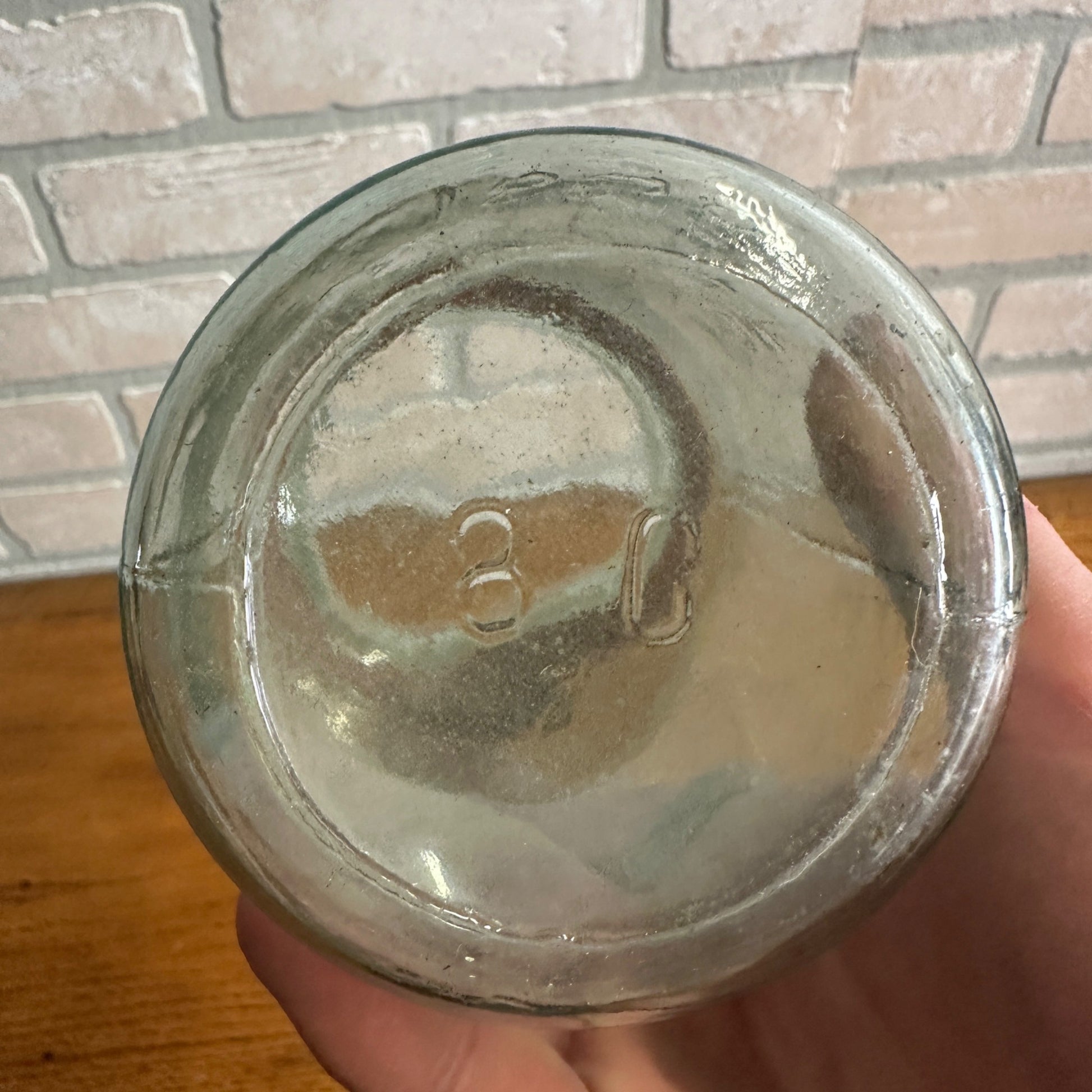 BALL SCRIPT UNDERLINED MASON'S PATENT 1858 Aqua Pint Fruit Jar + Zinc Lid 1895-96