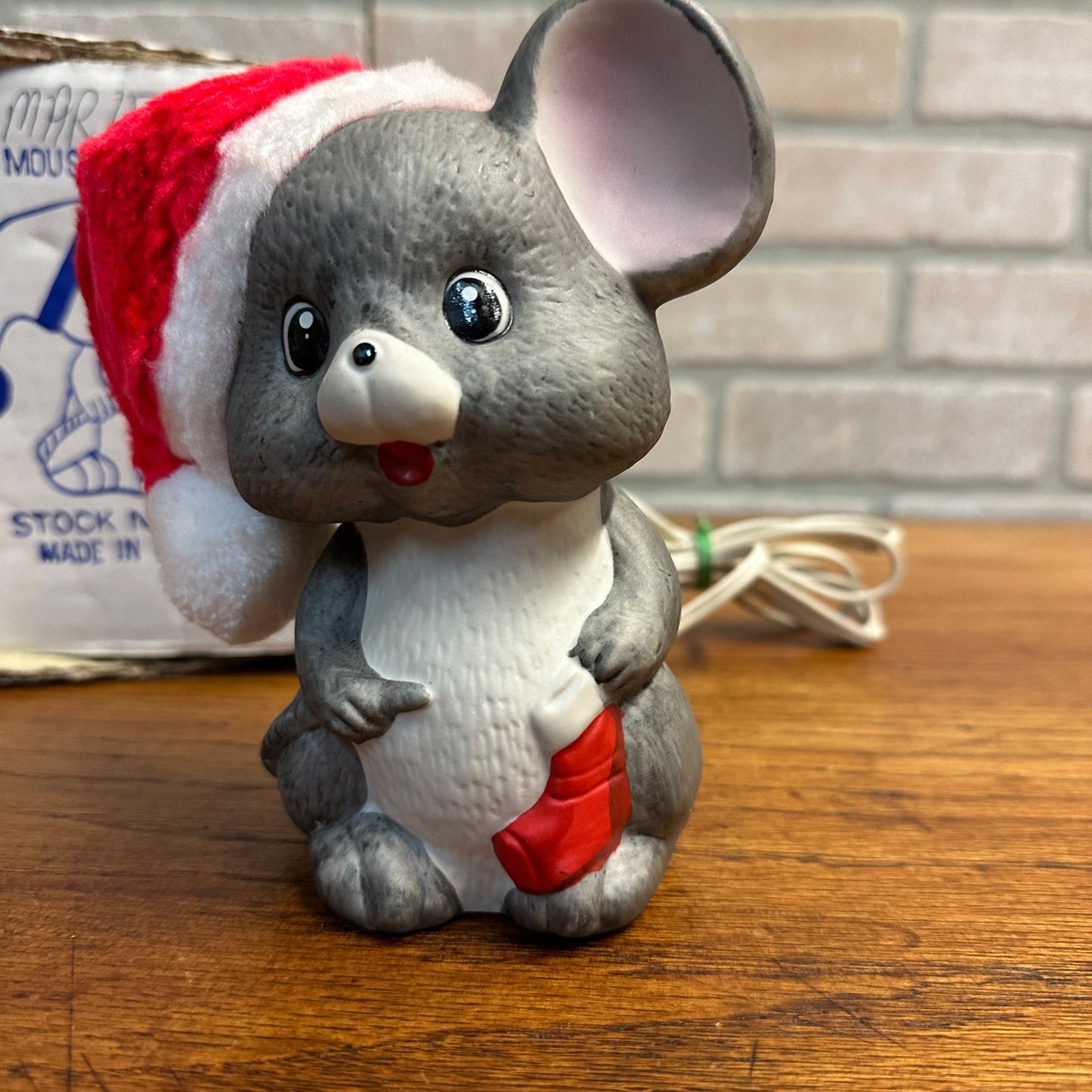 Vintage Lighted Christmas Mouse Night Light Xmas Around the World + Box