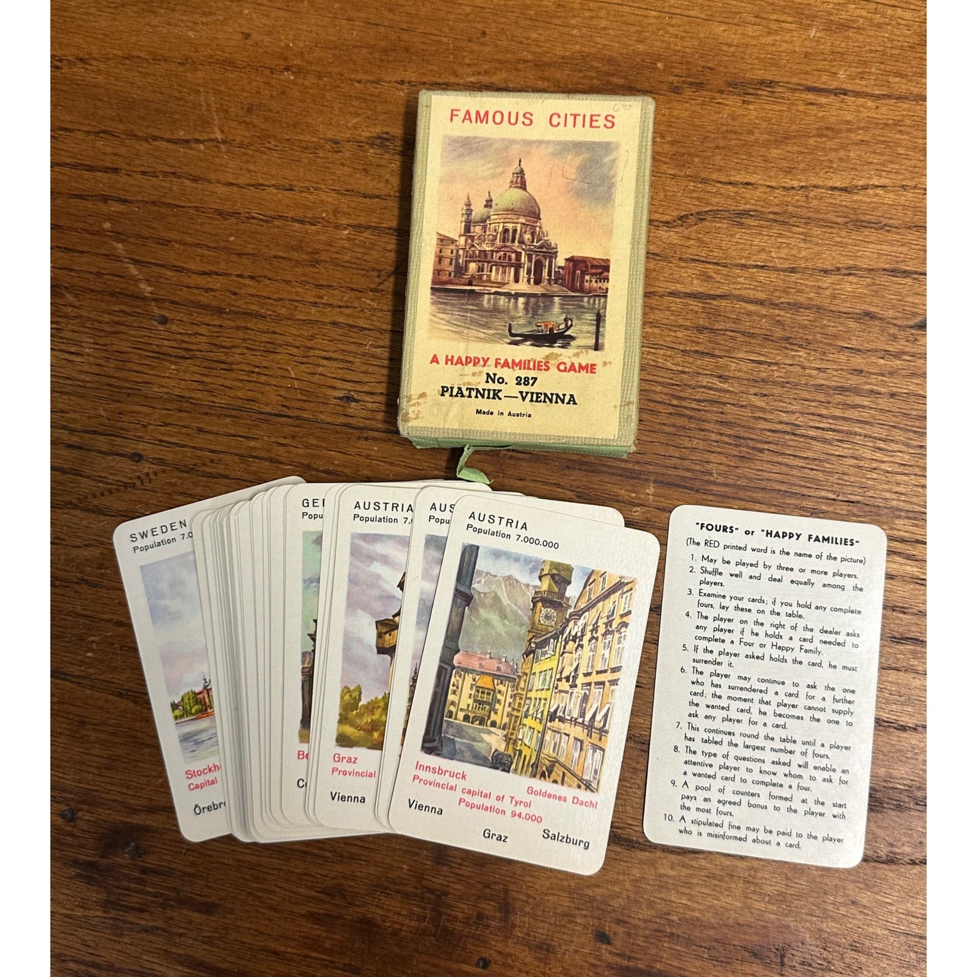 Famous Cities Card Game - No. 287 Piatnik Vienna - Austria - Complete With Box