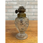 Antique 1900s EAPG Acorn Miniature Oil Lamp Grapes & Leaves Pattern 7.75" Tall