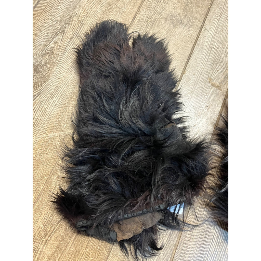 Vintage Bear Skin Fur Leather Gauntlet Mittens Lined Early 1900 Men's Gloves