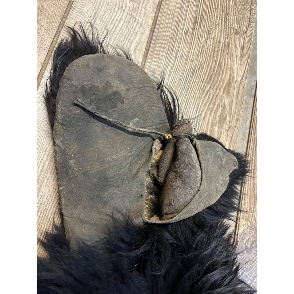Vintage Bear Skin Fur Leather Gauntlet Mittens Lined Early 1900 Men's Gloves
