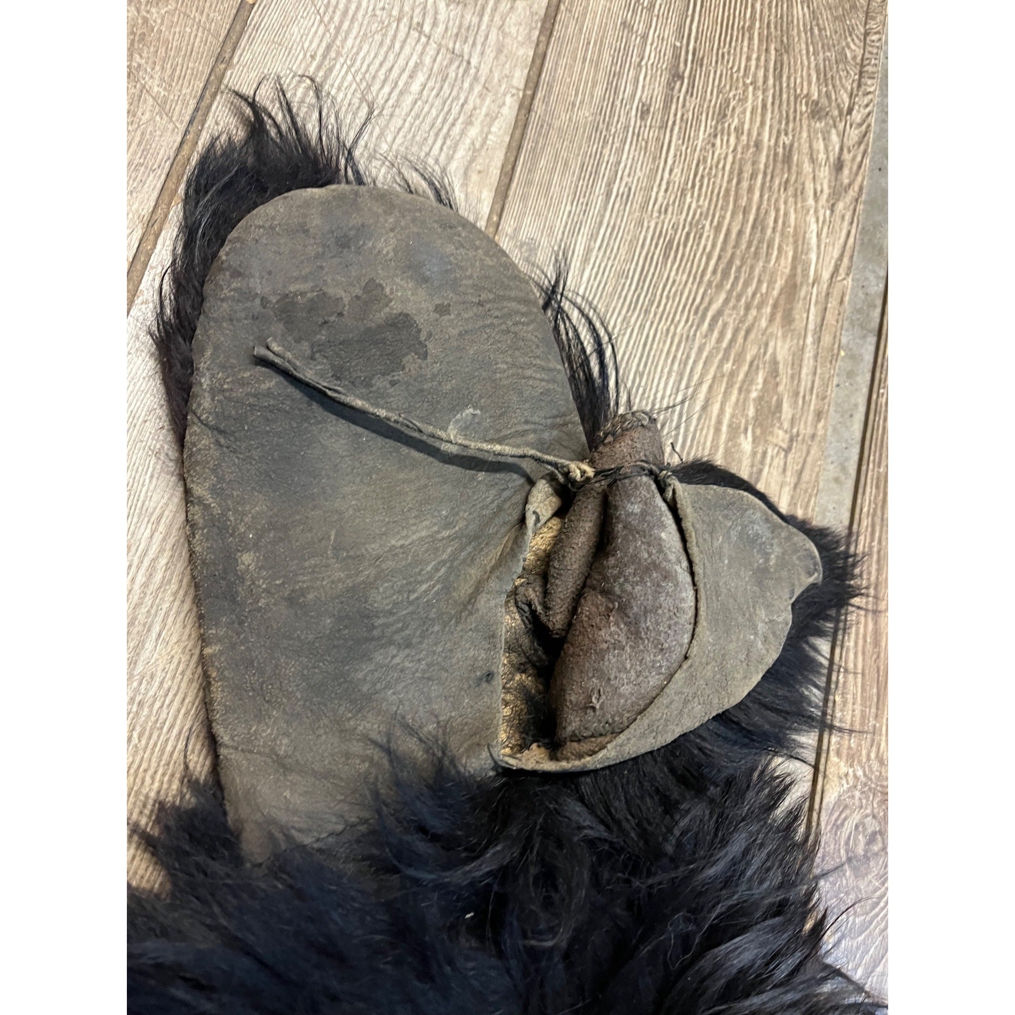 Vintage Bear Skin Fur Leather Gauntlet Mittens Lined Early 1900 Men's Gloves