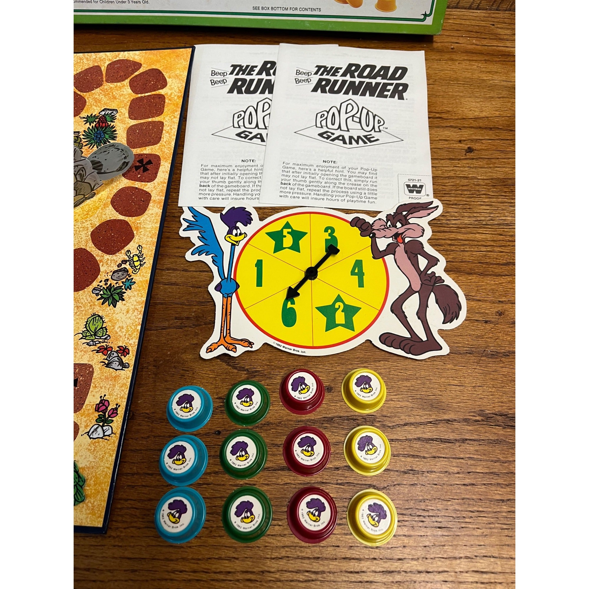 Vintage 1982 Road Runner Pop Up Board Game Warner Bros Looney Tunes Complete