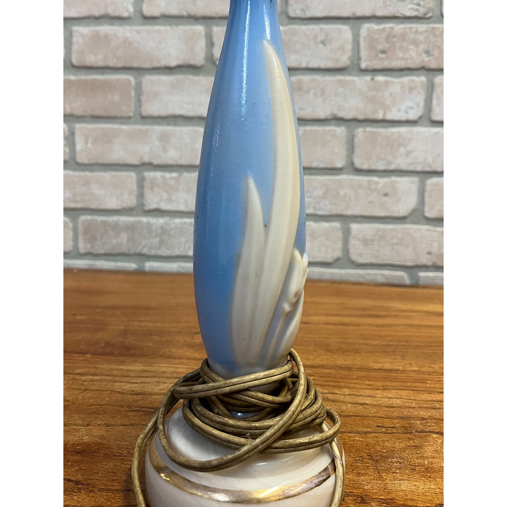 Vintage Aladdin Table Lamp Alacite Floral and Blue Milk Glass Dresser Lamp As-Is