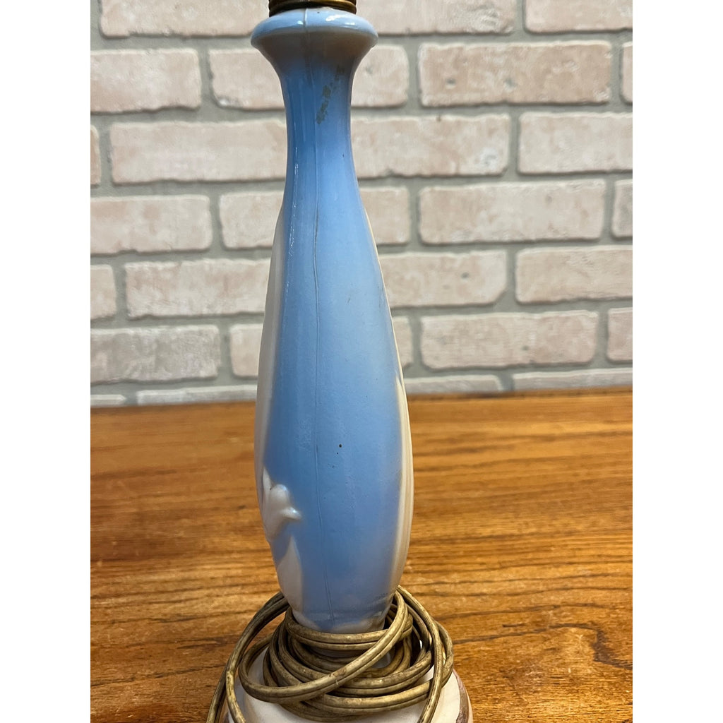 Vintage Aladdin Table Lamp Alacite Floral and Blue Milk Glass Dresser Lamp As-Is