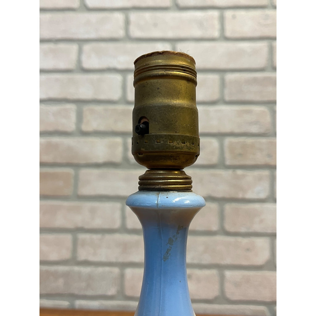 Vintage Aladdin Table Lamp Alacite Floral and Blue Milk Glass Dresser Lamp As-Is