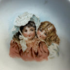 Victorian Era Porcelain Dish W/ Handpainted Young Girls Decorative Star Pattern Bowl