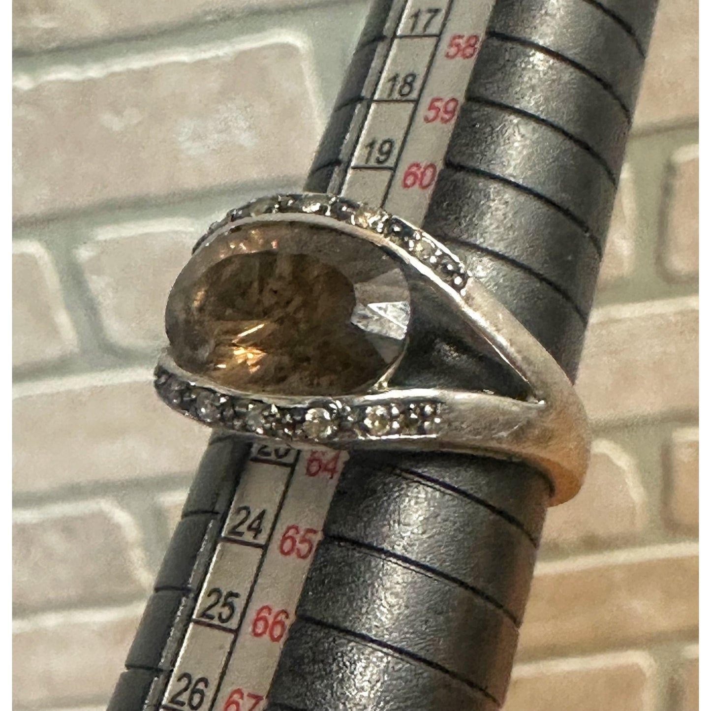 Vintage Smoky Quartz Sterling Silver .925 Ring Heart Cutout Size 10