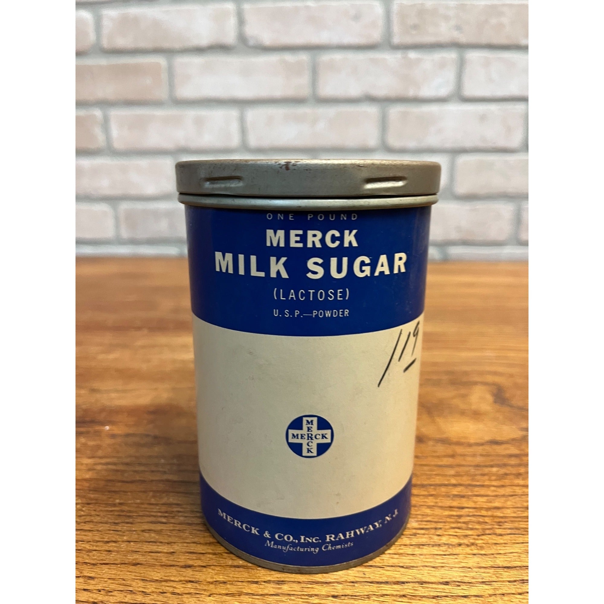 Antique Milk Sugar Merck Co Rare 1 LBS Tin Infants Baby Food USA Label Container