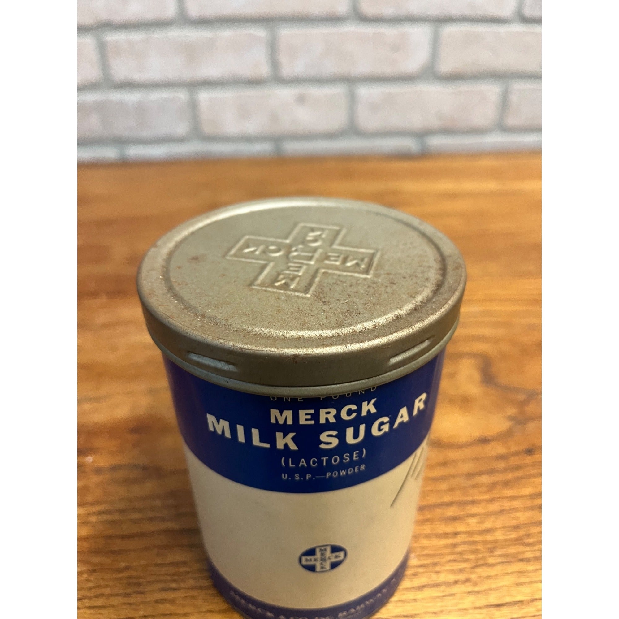 Antique Milk Sugar Merck Co Rare 1 LBS Tin Infants Baby Food USA Label Container