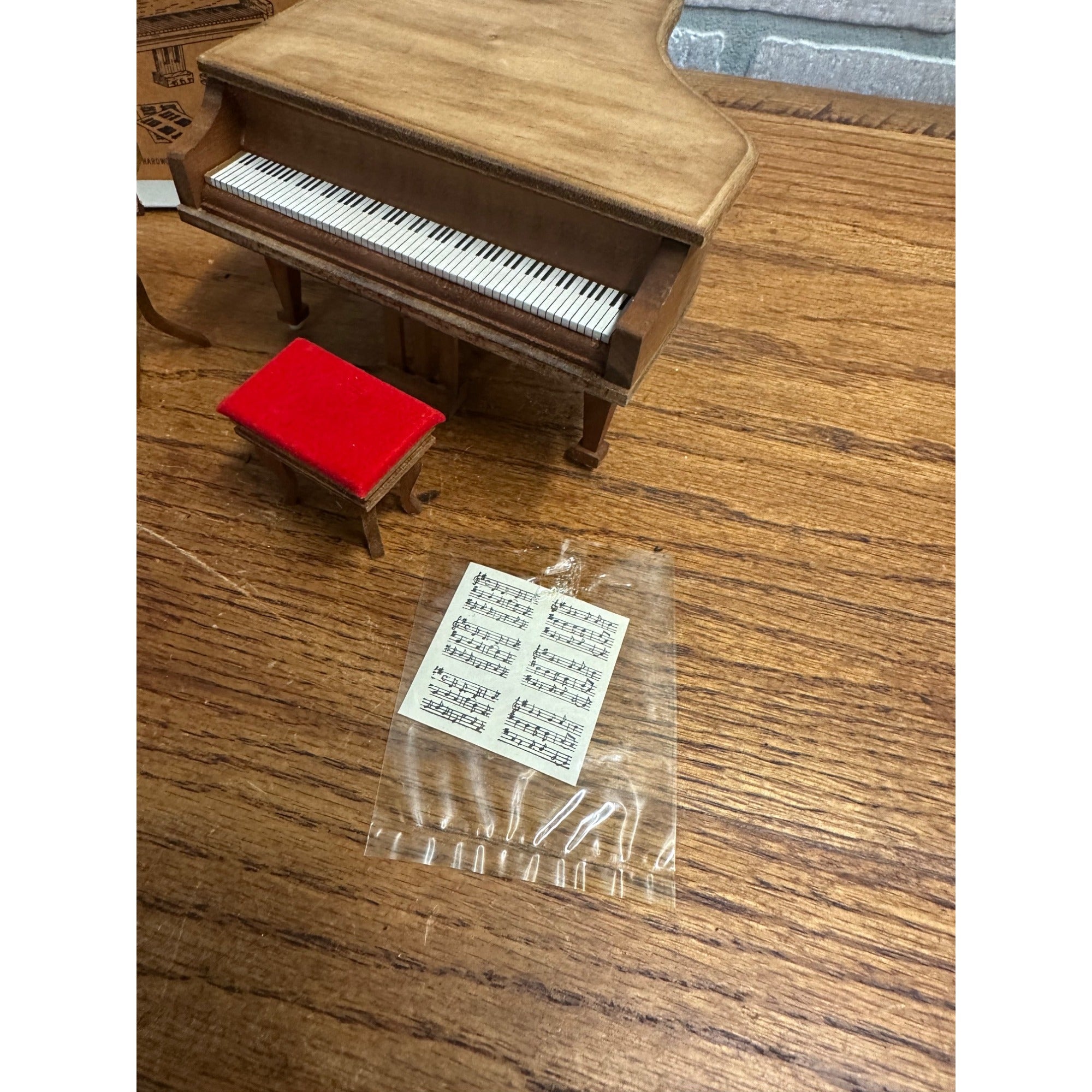 Vintage Dollhouse Reevesline Concert Grand Piano with Bench & Original Box