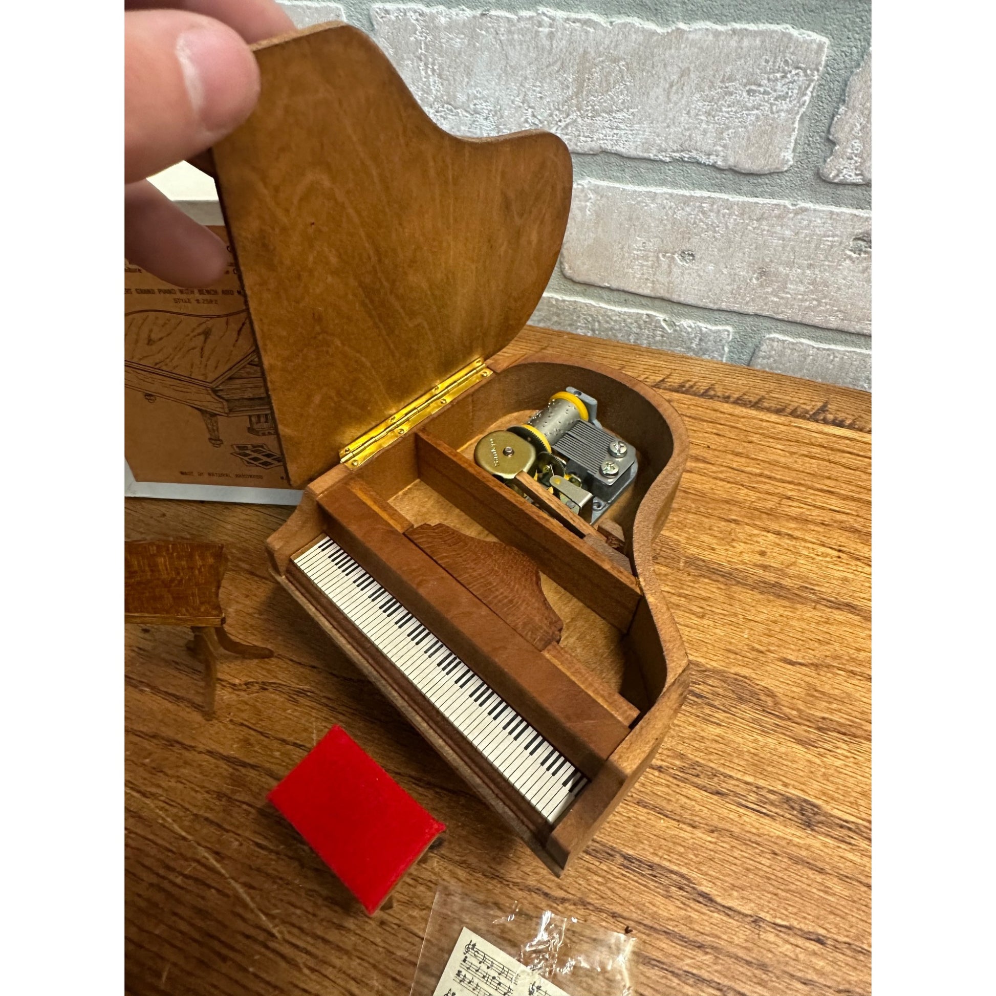 Vintage Dollhouse Reevesline Concert Grand Piano with Bench & Original Box