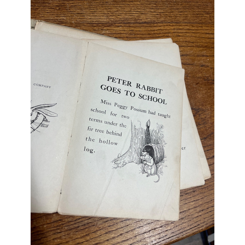 1917 Peter Rabbit Goes to School By Louise Field Antique Hardcover Book with Illustrations By Virginia Albert