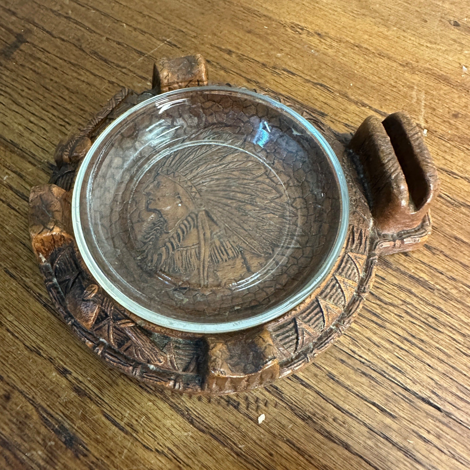 Vintage Syroco Style Art Deco Box Cigarette Case Ashtray Native American